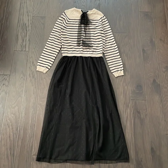 Red Valentino Wool Sweater Black Lace Maxi Dress - Picture 2 of 12